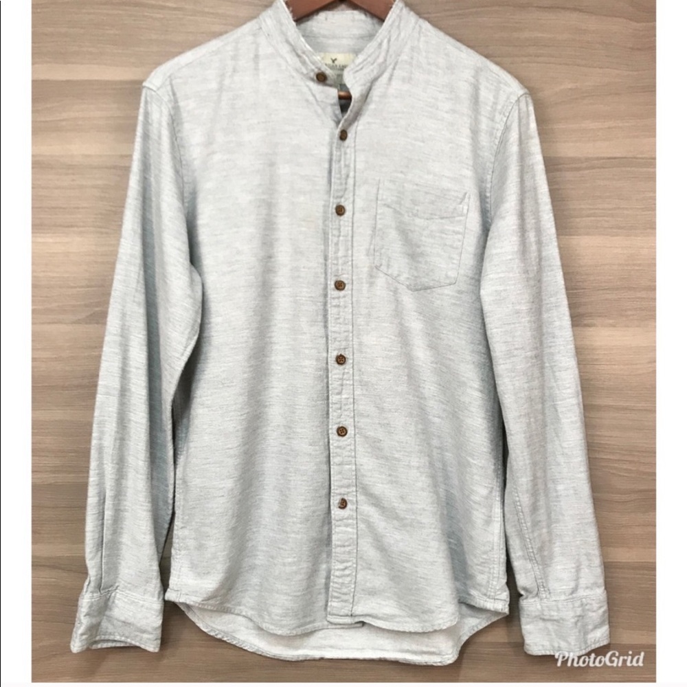 American Eagle Mock Neck Button Down Shirt